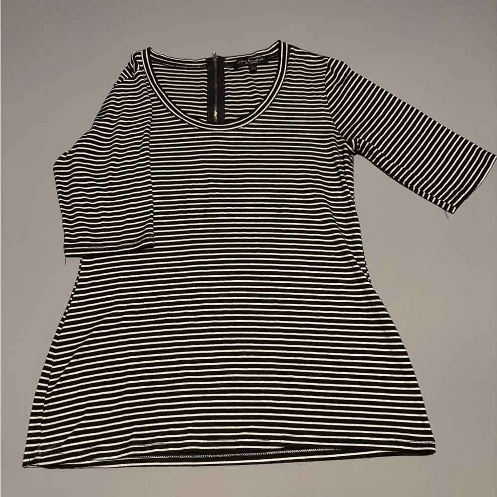 Ann Taylor Black and White Striped Top